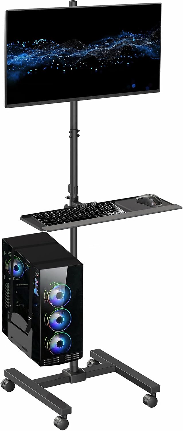Adjustable Monitor Mount - Carrinho de Computador Preto com Suporte