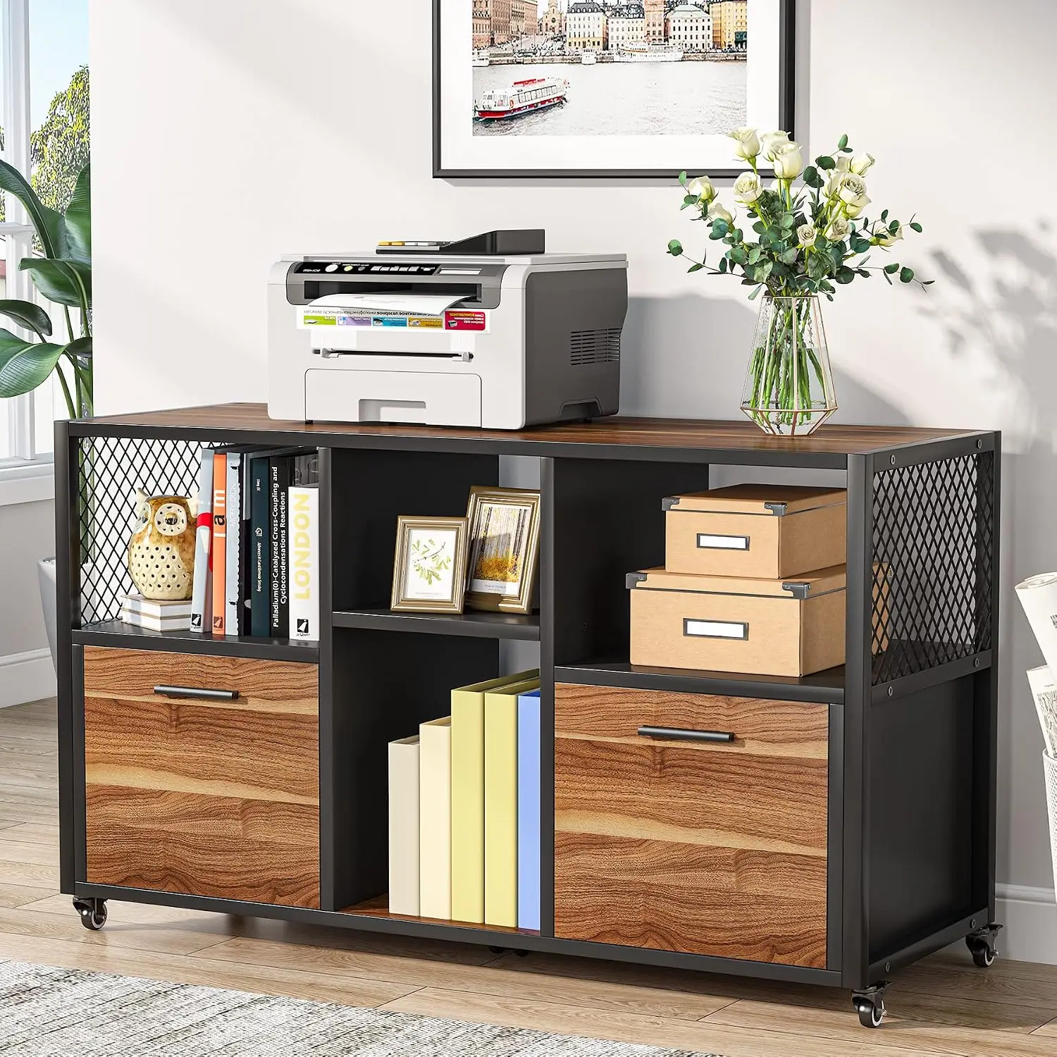 File Cabinet Lateral - Armário de Arquivo de Madeira com