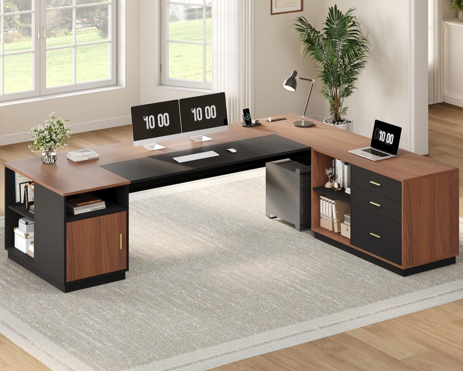 File Cabinet Lateral - Mesa Executiva em L de 78,7