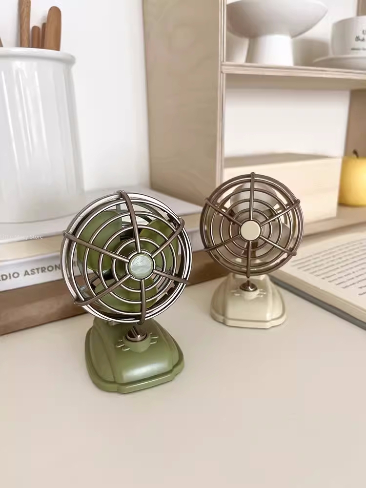 Office Furniture Loft - Ventilador Retro Desktop Pequeno, Carregamento USB,