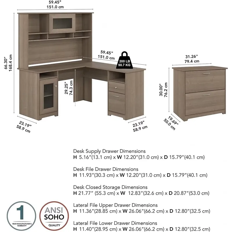 Mesa de escritório em forma de - File Cabinet Lateral avaliação e preço