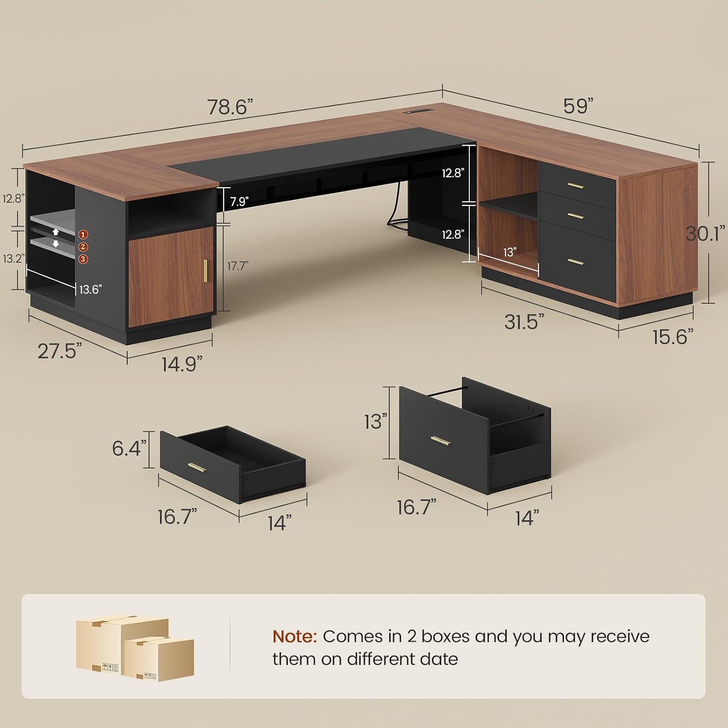 Mesa Executiva em L de 78,7